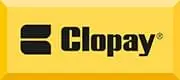 Clopay wordmark logo in black on yellow background