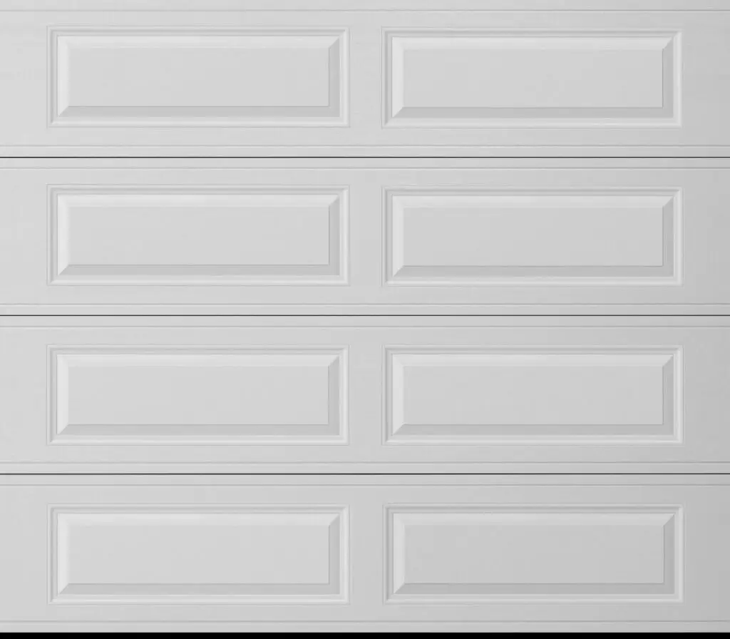 Close-up of a white paneled door with six rectangular raised panels.
