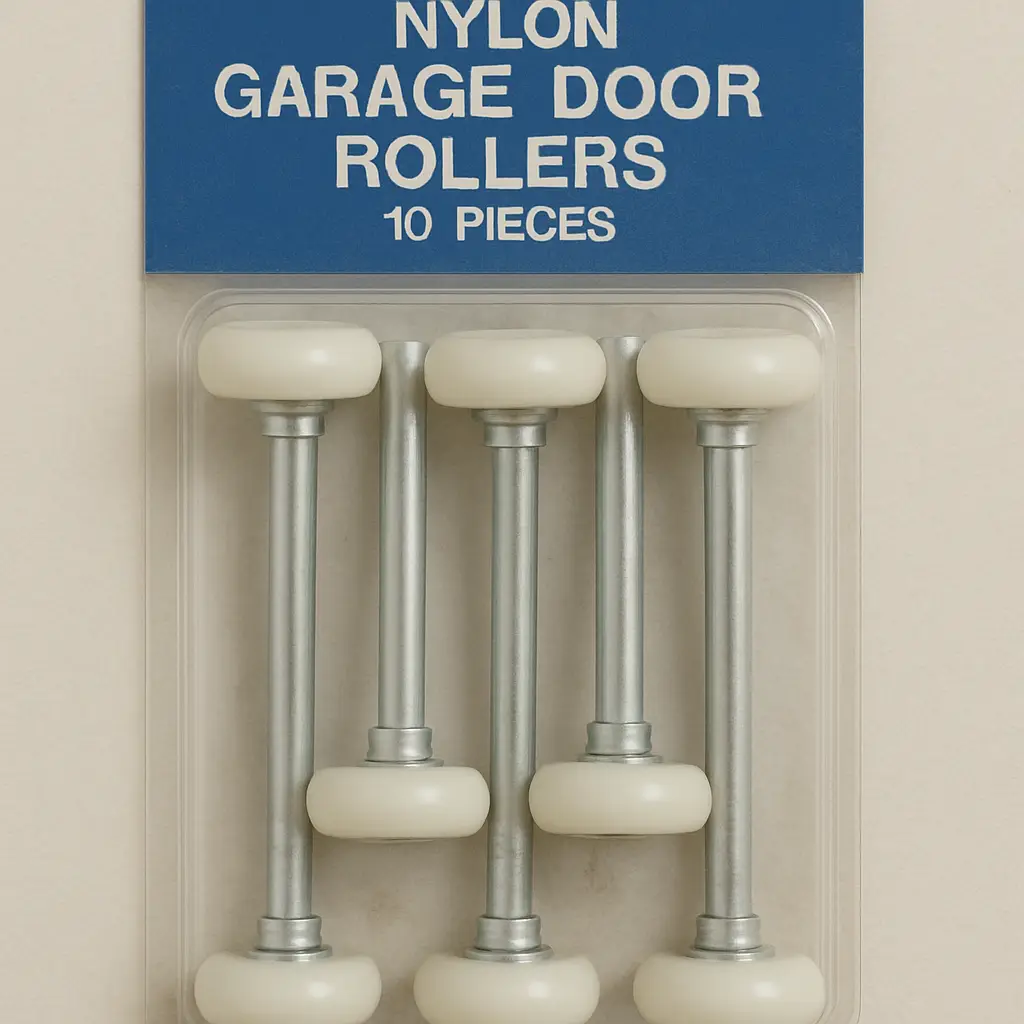 Nylon garage door rollers in packaging